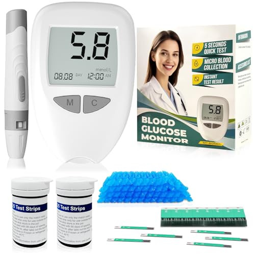 Blood Glucose Monitor Kit with 50 Strips and Lancets