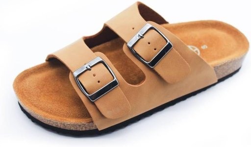 Adjustable Double Buckle Brown Slide