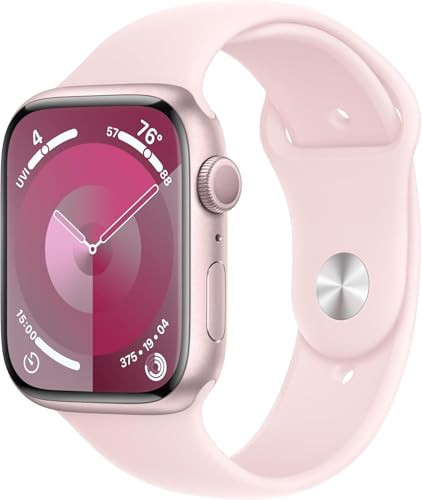 Apple Watch Series 9 (GPS + LTE) 45MM Pink Aluminum Case Light Pink Sport Band (Renewed Premium)