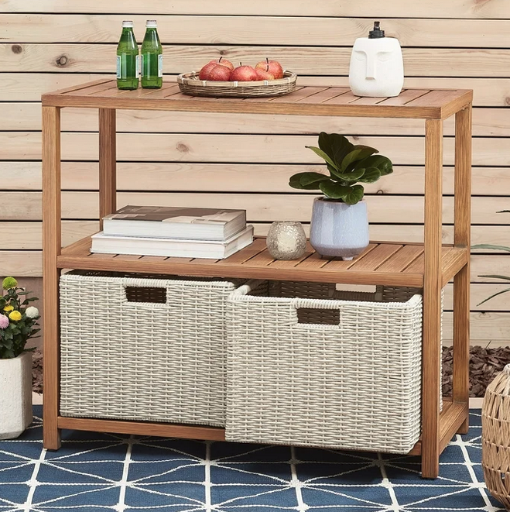 Better Homes & Gardens Davenport Outdoor Patio Rectangular Steel Console Table