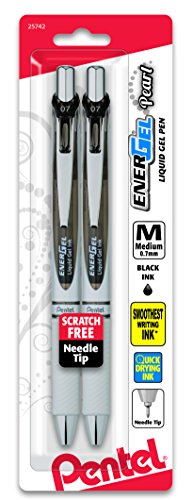 Pentel EnerGel Pearl RTX Retractable Liquid Gel Pen 0.7mm Needle Tip 2-Pack