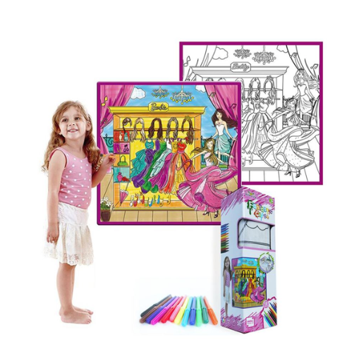 Kids' Washable Coloring Mat with Markers