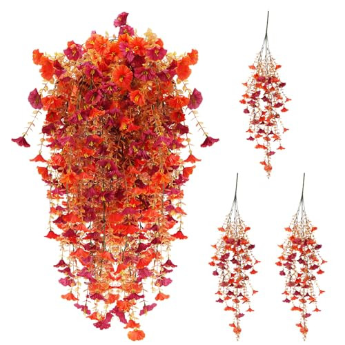 Artificial Hanging Faux Silk Long Vines Petunias for Outdoor Decor