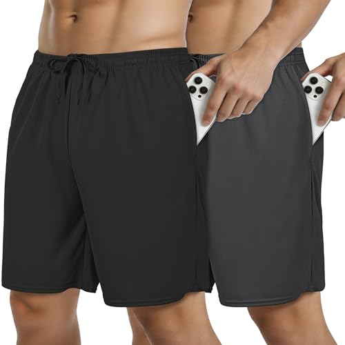 Men's Athletic Shorts w/Pockets, Quick Dry, 2-Pack