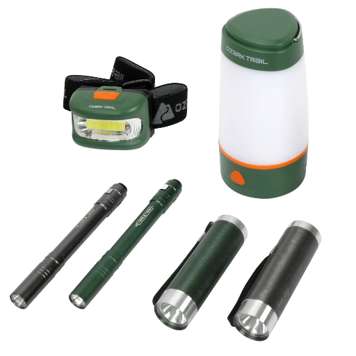 Ozark Trail 6 Piece LED Flashlight Headlamp Lantern Combo Kit