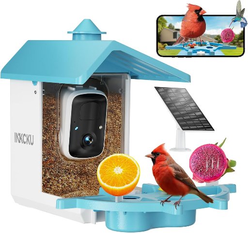 INKCKU 2K Solar Powered Bird Feeder W/Camera & AI Identify