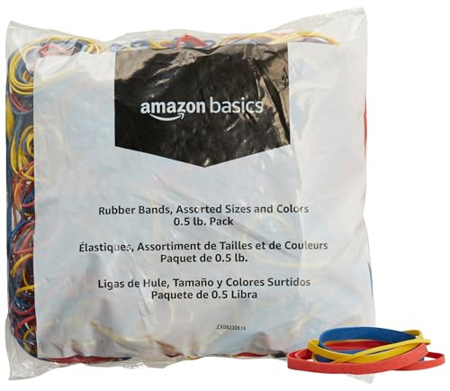 Amazon Basics Assorted Size and Color Rubber Bands