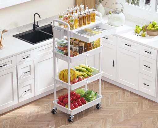 4 Tier Rolling Utility Cart with Drawer