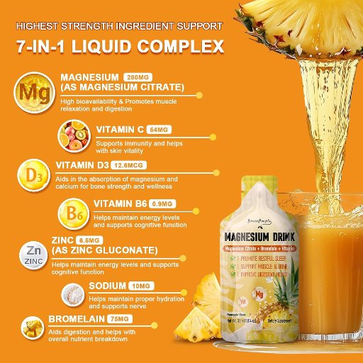 GREENPEOPLE 7-in-1 Magnesium Citrate Liquid, 10 Count, 1 Fl. Oz.