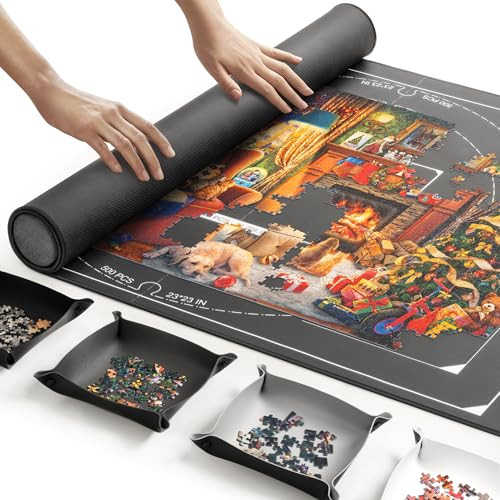 Puzzle Mat Roll Up with Sorting Trays and Storage Bag