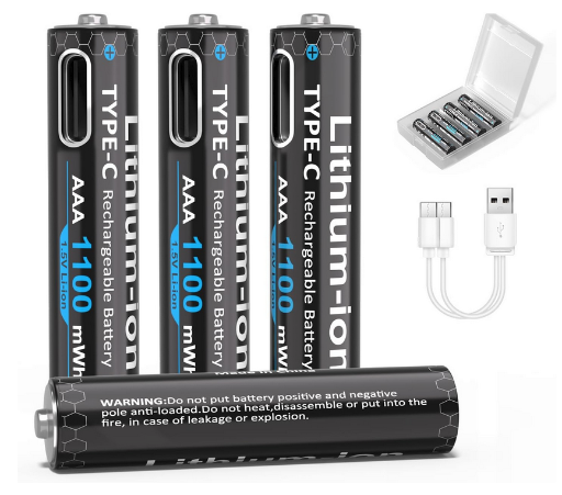 Rechargeable AAA Batteries, 4 Pack