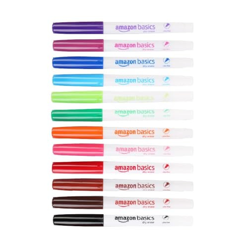 Amazon Basics Low Odor Ultra Fine Tip Dry Erase White Board Markers