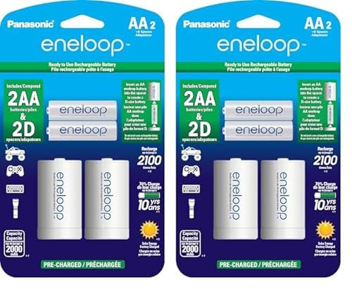 Eneloop D Size Battery Adapters with Rechargeable Batteries