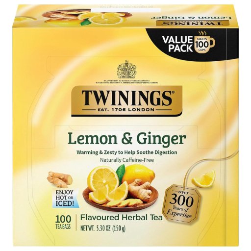 Twinings Lemon & Ginger Herbal Tea, 100 Count