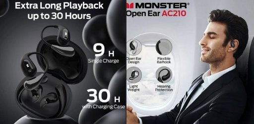 Monster Open Ear Headphones W/30H Playtime