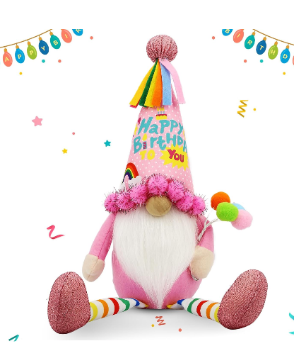 Pink Gnomes Happy Birthday Doll