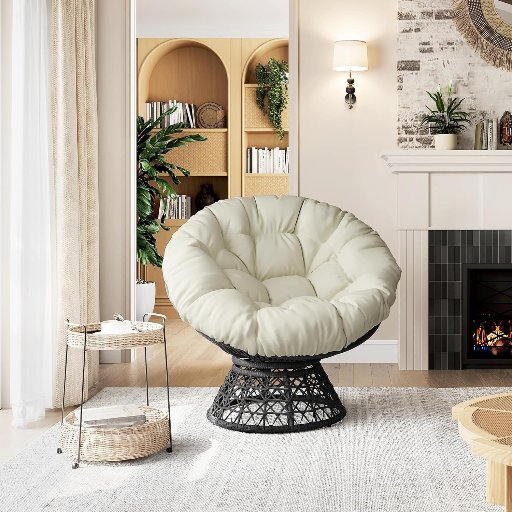 Yaheetech Ergonomic Swivel Wicker Papasan Chair