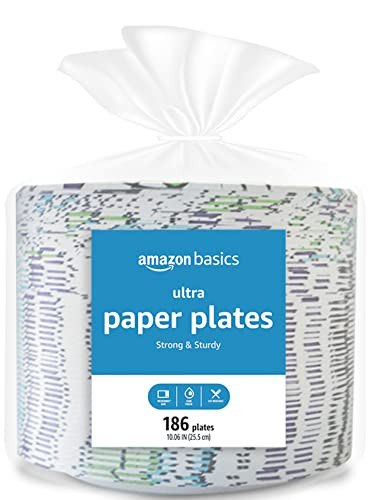 Amazon Basics Ultra Paper Plates, 10.06", 372 Count