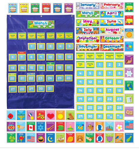 Deluxe Classroom Calendar Hanging Pocket Chart