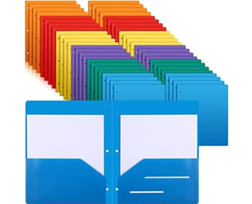 100-Count 2-3 Pocket Plastic Hole Folders
