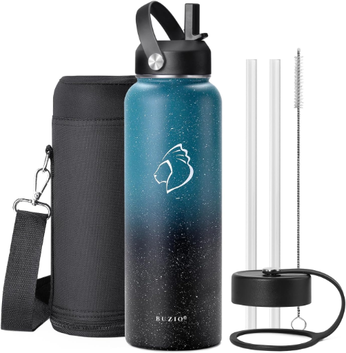 BUZIO 40oz Insulated Water Bottle with Straw