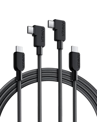 2 Pack of Anker 240W USB-C 90-Degree Right Angle Braided 6' Cables
