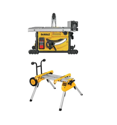 DEWALT Compact Jobsite Table Saw and Rolling Stand Bundle