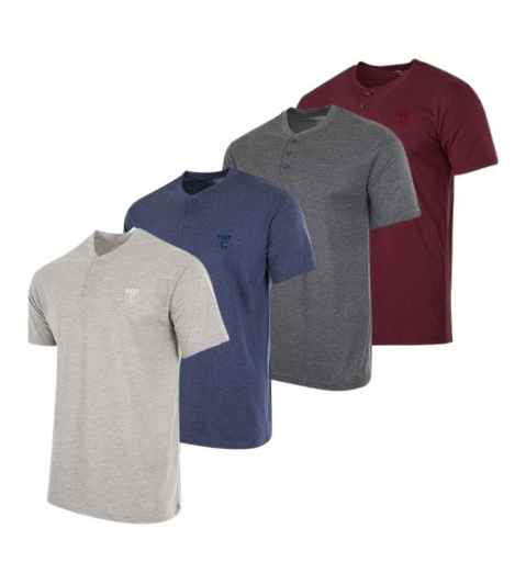 Cherokee Men's Short Sleeve Henley T-Shirts (4-Pack)