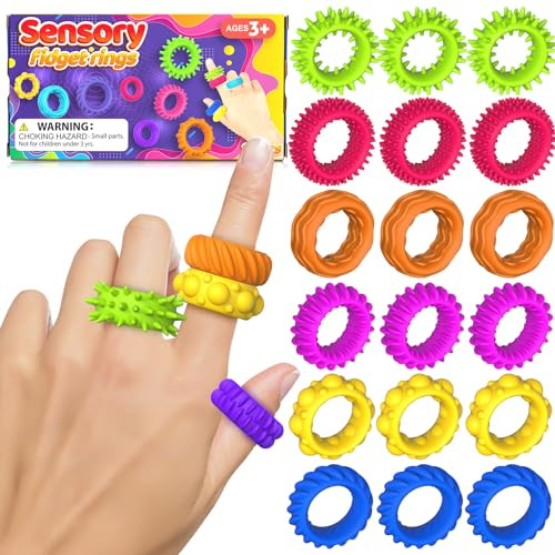 Kids Sensory Fidget Rings, 18 Count