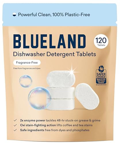 Blueland Dishwasher Detergent Tablets, Unscented, 120 Count