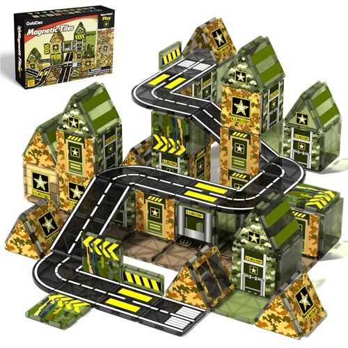 GobiDex Magnetic Tiles Army Toys, Military Magnetic Building Blocks Deal
