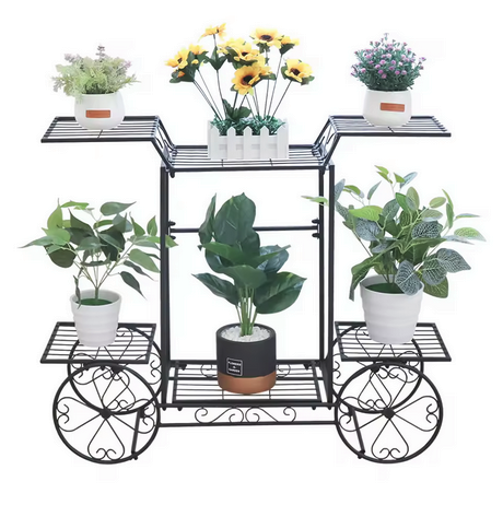 Large Metal 6-Tier Garden Cart Plant Stand