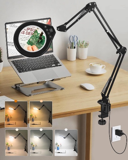 10X & 5X Swing Arm Magnifying Glass with Light