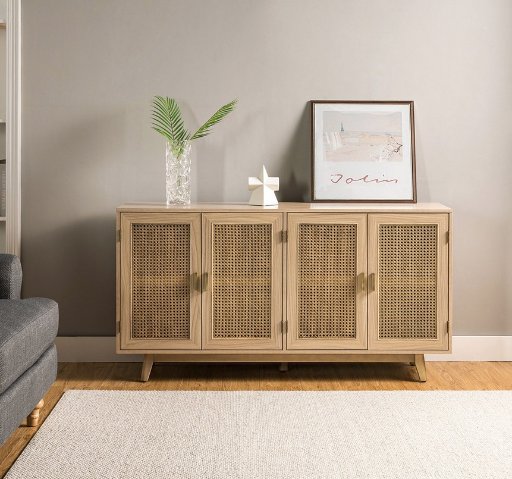 Emily 56.8''Rattan Cane TV Stand, for TVs up to 65''