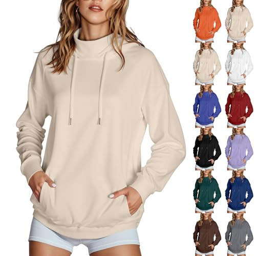 yakyamgi Women's Hooded Mock Neck Sweatshirt
