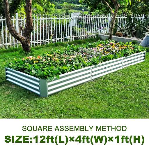 Land Guard 12' x 4' x 1' Galvanized Raised Garden Bed Kit
