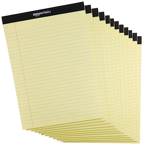Amazon Basics 50 sheet Wide Ruled Lined Writing Note Pad, 12-Pack