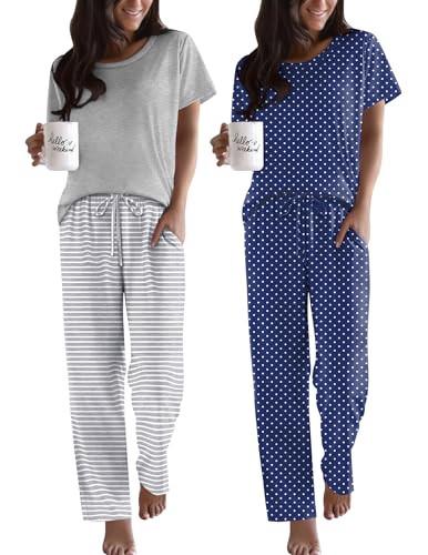 Ekouaer 2 Pack Pajamas