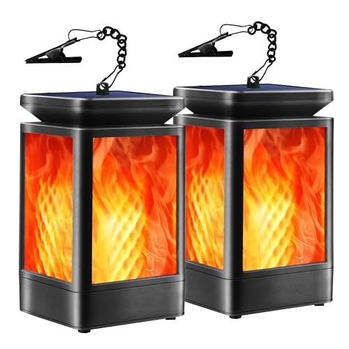 Solar Lantern Outdoor Lights with Flickering Flame