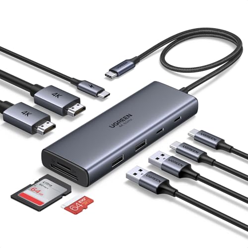 UGREEN 9-in-1 USB-C Docking Station w/ Dual Monitor 4K@60Hz, 2 x HDMI Ports & 100W PD Deal