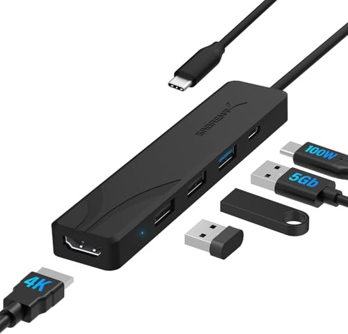 SABRENT USB-C Hub 5-in-1 Multi-Port Dongle