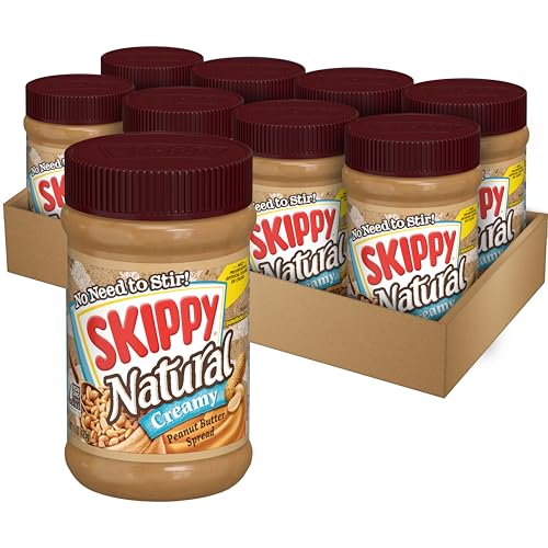 SKIPPY Natural Peanut Butter Spread, Creamy, 15 oz. (8 Pack)