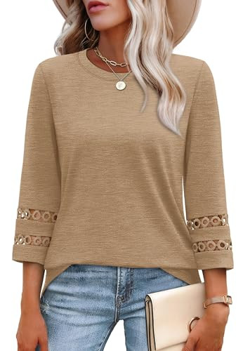 XIEERDUO 3/4 Length Sleeve Womens Tops