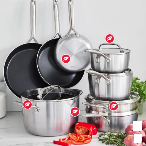 GreenPan GP5 Vista 5-ply Stainless Steel Ceramic Nonstick 12 PC Cookware Set