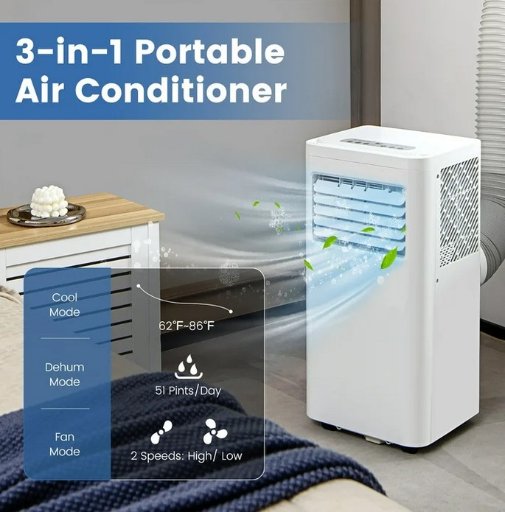 Costway 3 In 1 Portable 5000 BTU Air Conditioner