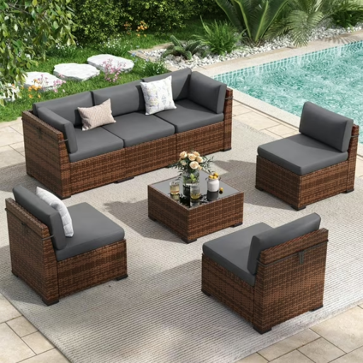 Poteban 7-Piece Outdoor Sectional Sofa Set