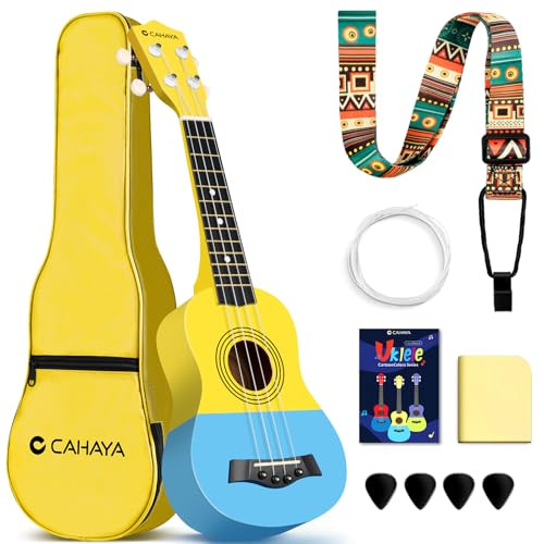 21" Cartoon-themed Mahogany Soprano Ukulele Beginner Kit with Gig Bag