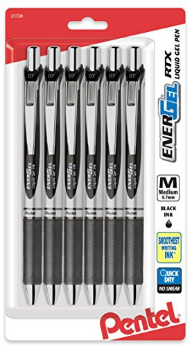 Pack of 6 Pentel EnerGel RTX Retractable Liquid Gel Pens