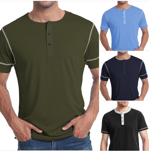 Men's Henley T-Shirts - Many Colors/Options