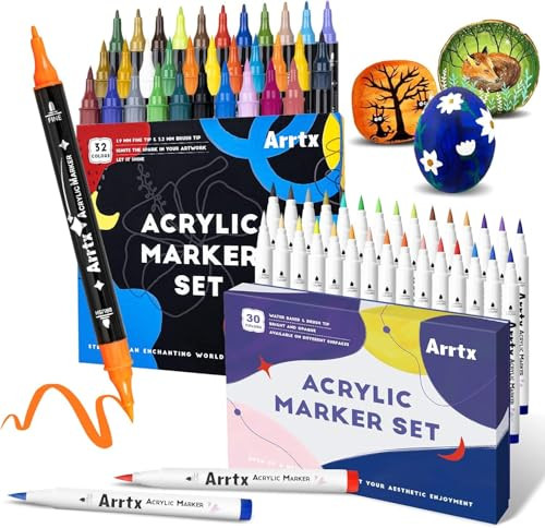 Arrtx Acrylic Paint Pens, 62 Pack